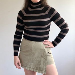 black and brown striped turtleneck